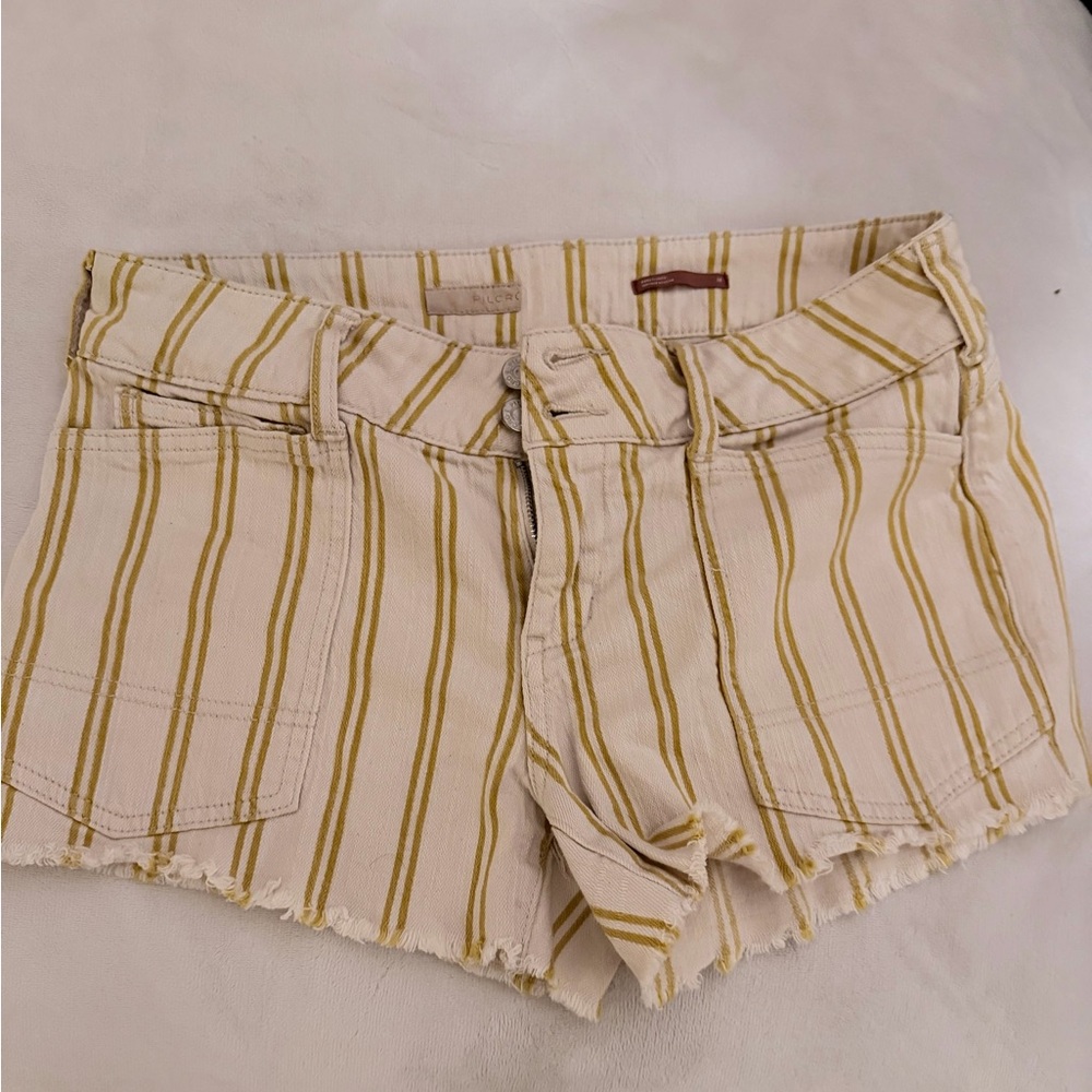 Anthropologie Pilcor Striped Cream and Gold Women's Jean Shorts